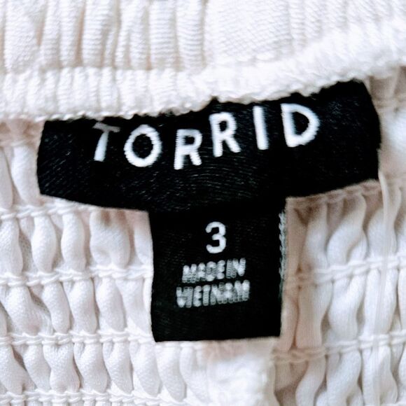 New TORRID Cloud dancer white smokedโbodice long sleeve cropped babydoll/Blouse - Picture 9 of 16